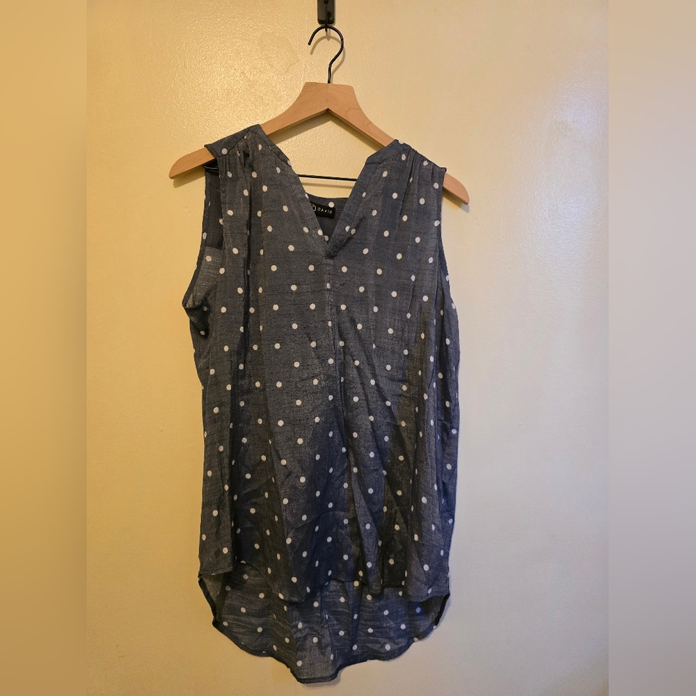 Fred David Navy Polka Dot Blouse